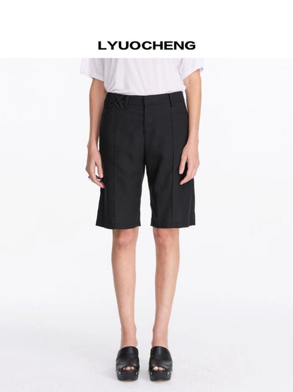 LYUOCHENG Lyo Cell Linen Feel Straight Shorts