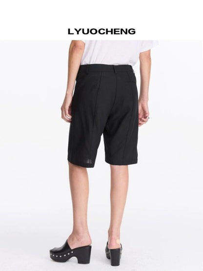 LYUOCHENG Lyo Cell Linen Feel Straight Shorts
