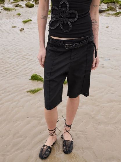 LYUOCHENG Lyo Cell Linen Feel Straight Shorts