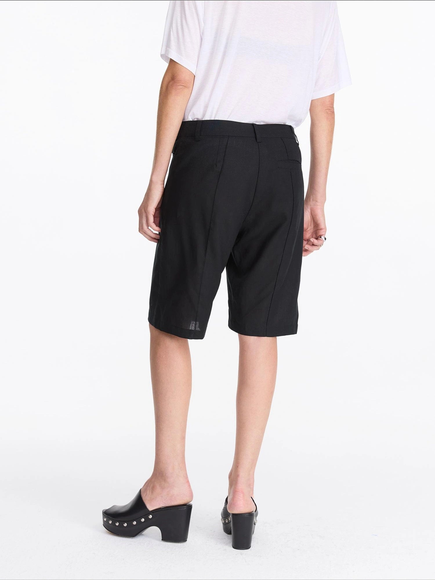 LYUOCHENG Lyocell Linen Feel Straight Leg Shorts