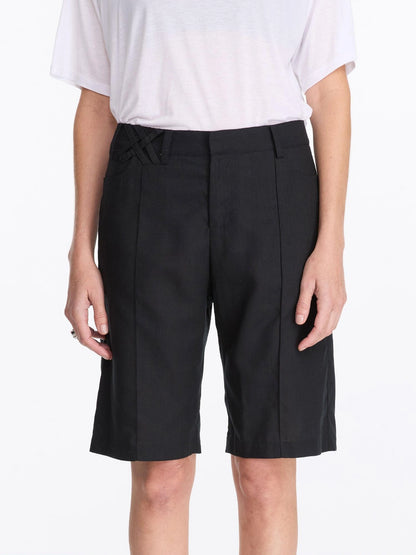 LYUOCHENG Lyocell Linen Feel Straight Leg Shorts