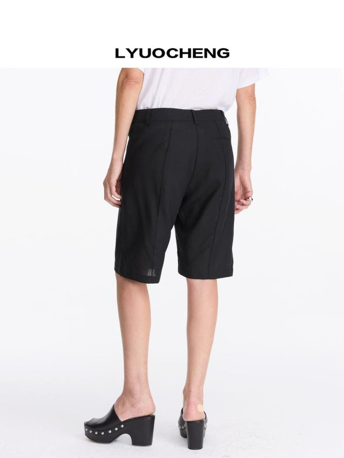 LYUOCHENG Lyocell Linen Feel Straight Leg Shorts