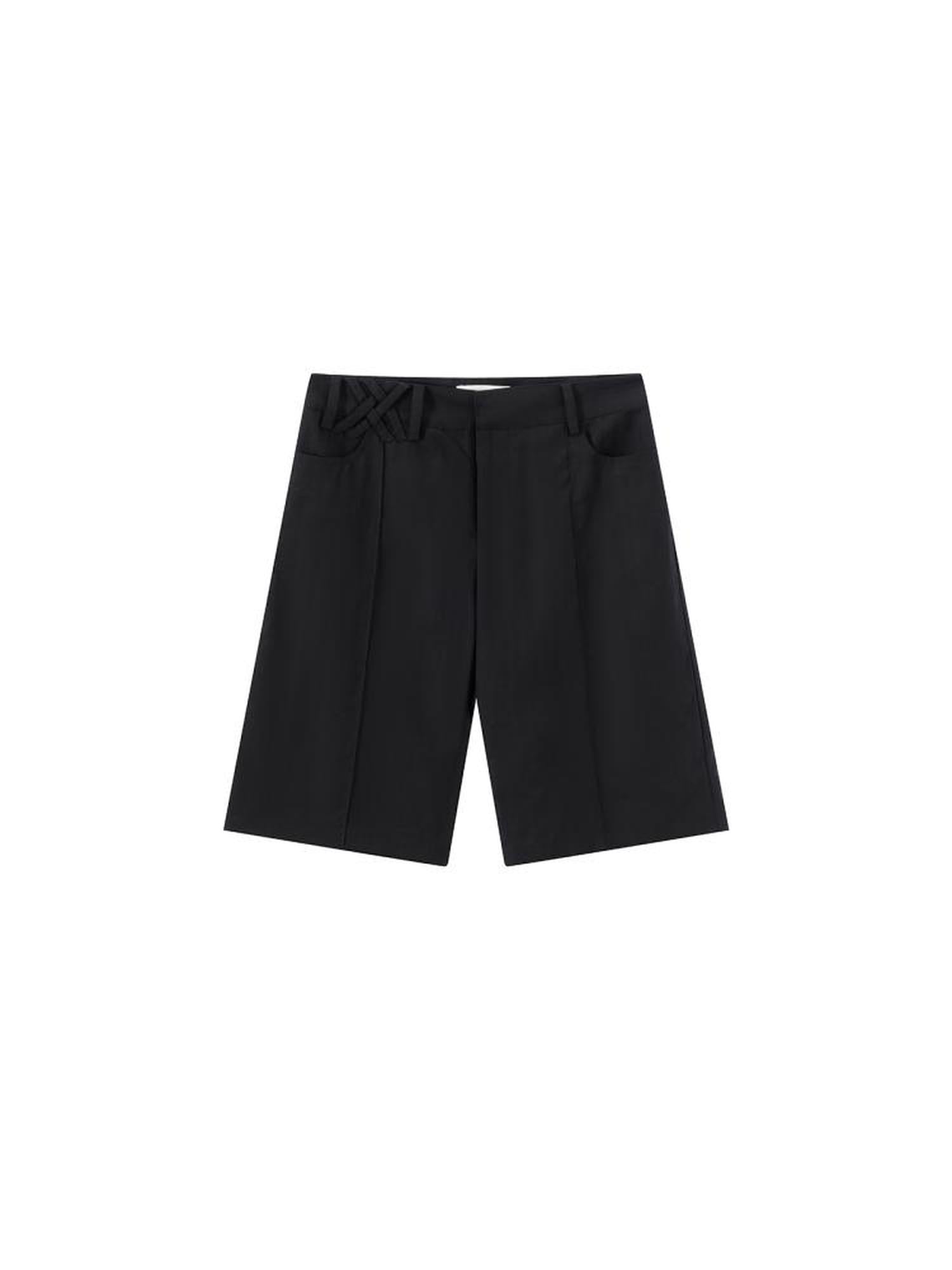 LYUOCHENG Lyocell Linen Feel Straight Leg Shorts