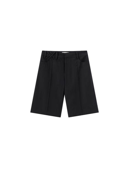 LYUOCHENG Lyocell Linen Feel Straight Leg Shorts