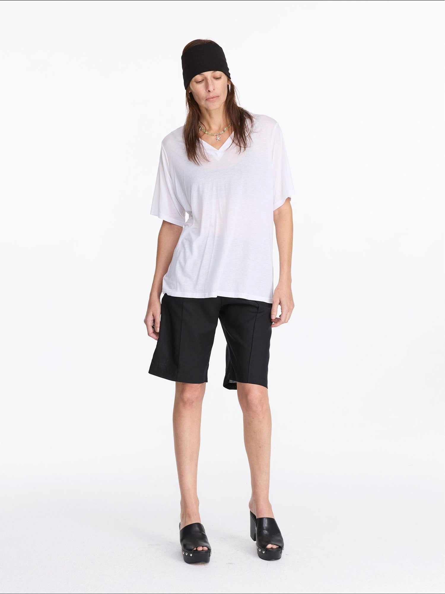 LYUOCHENG Lyocell Linen Feel Straight Leg Shorts
