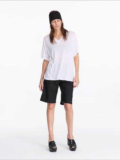 LYUOCHENG Lyocell Linen Feel Straight Leg Shorts