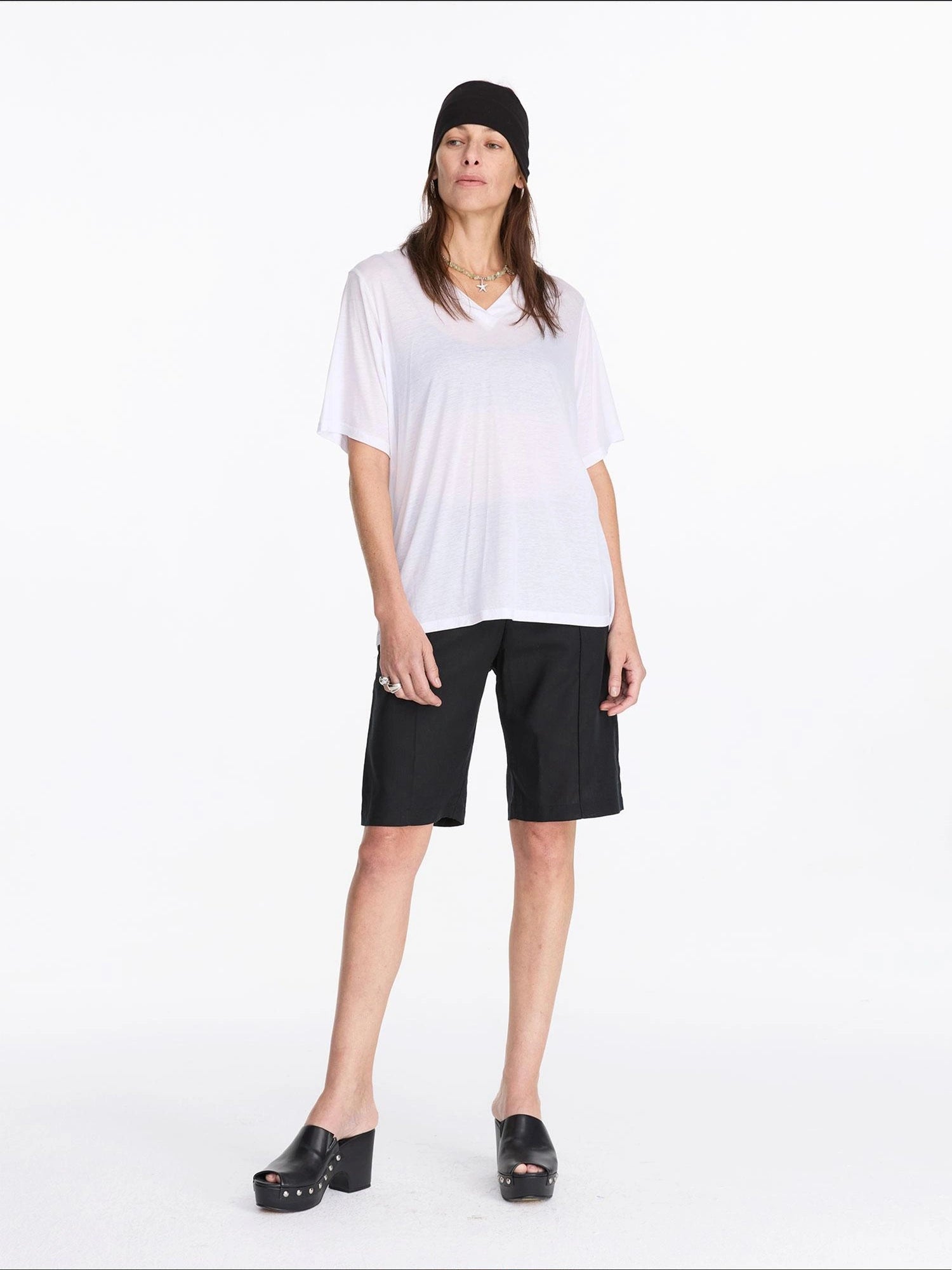 LYUOCHENG Lyocell Linen Feel Straight Leg Shorts