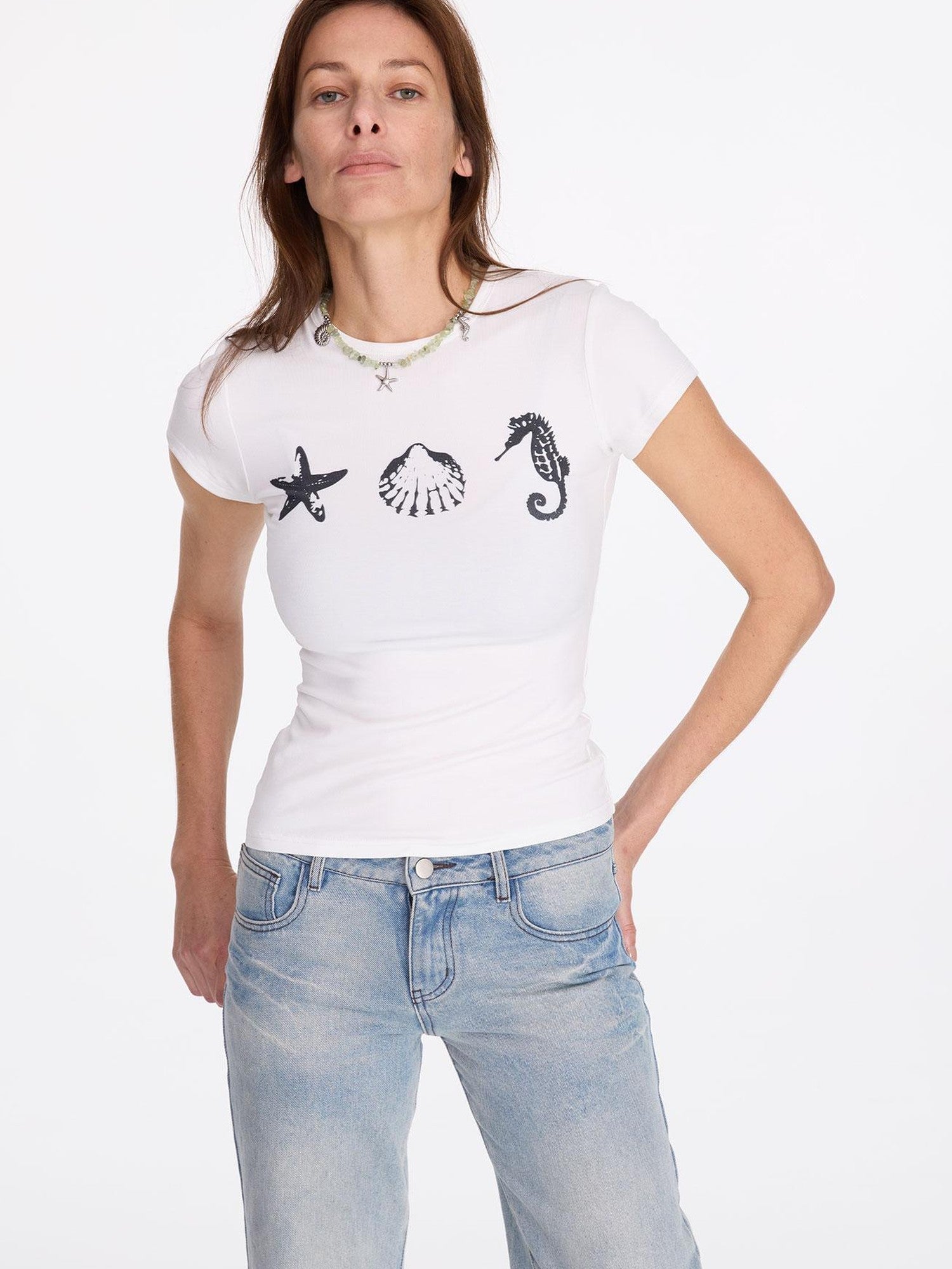 LYUOCHENG Marine Animal Print Slim Fit Women&