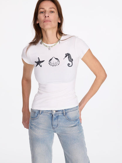 LYUOCHENG Marine Animal Print Slim Fit Women&