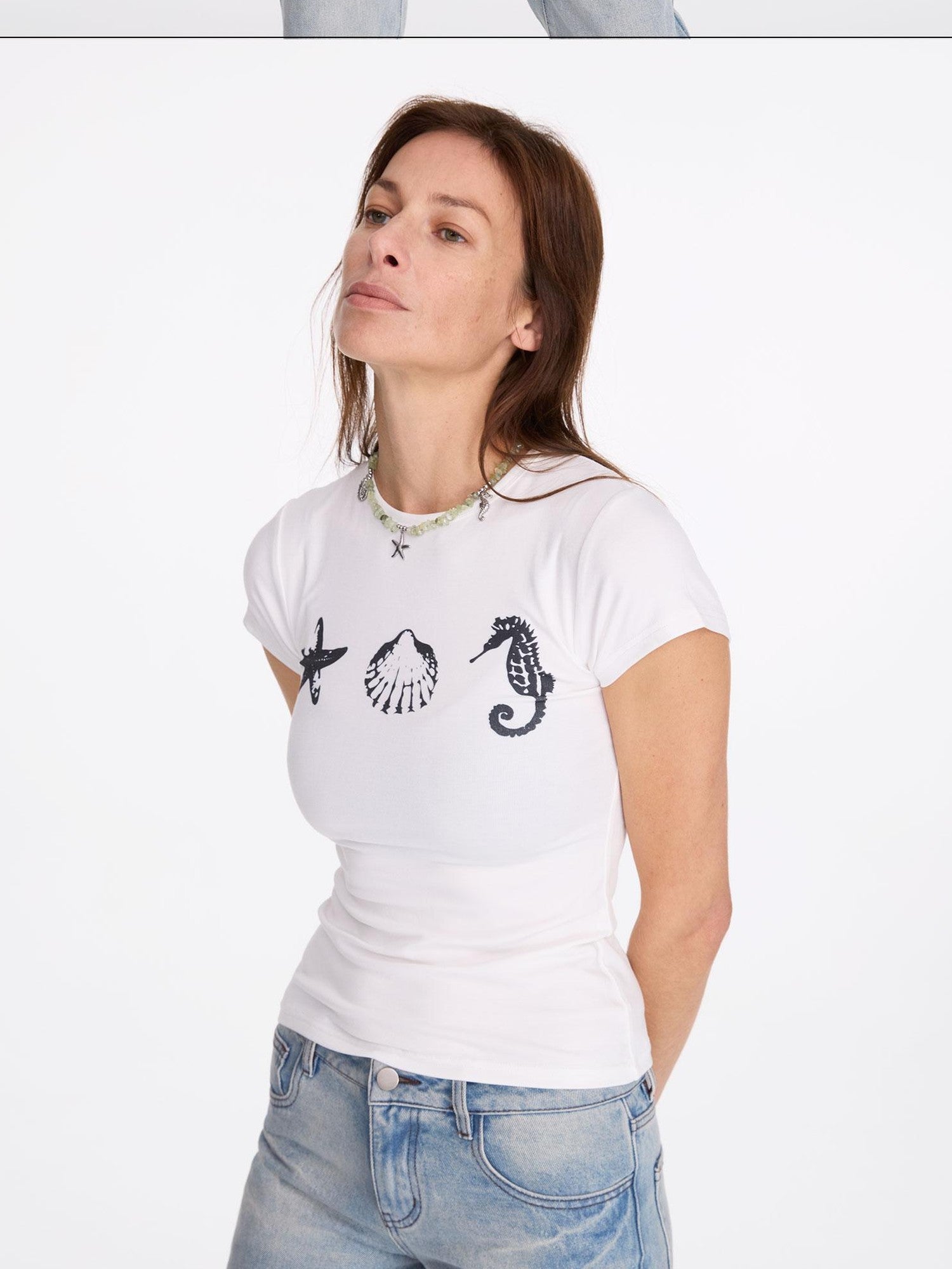LYUOCHENG Marine Animal Print Slim Fit Women&