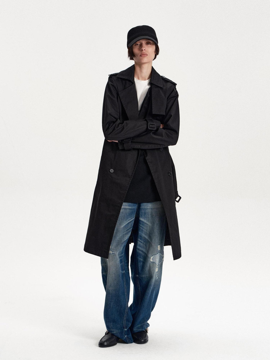 LYUOCHENG Matte Pocket Belted Loose Fit Cotton Women&