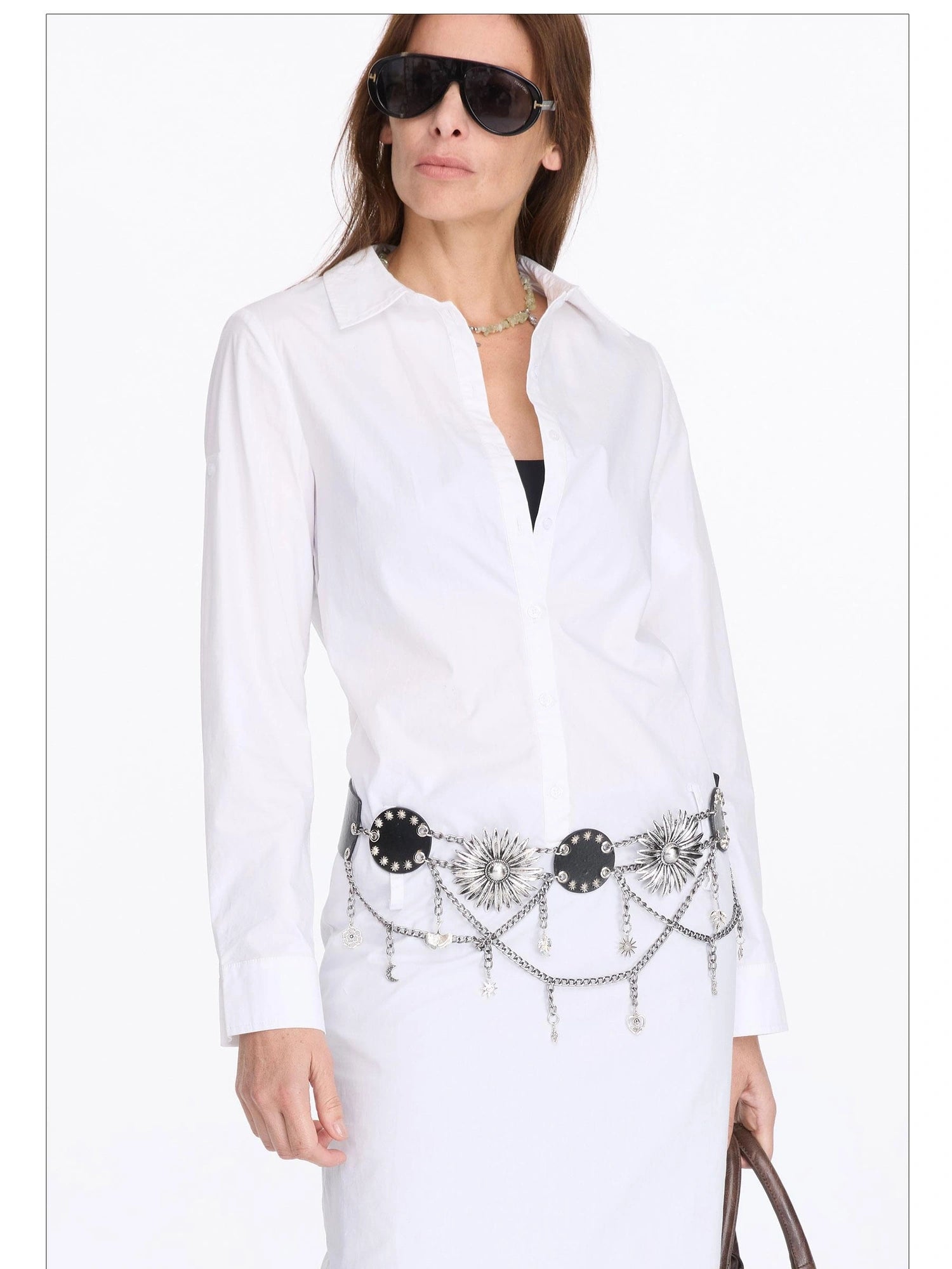 LYUOCHENG Metal Flower Chain Vintage Belt