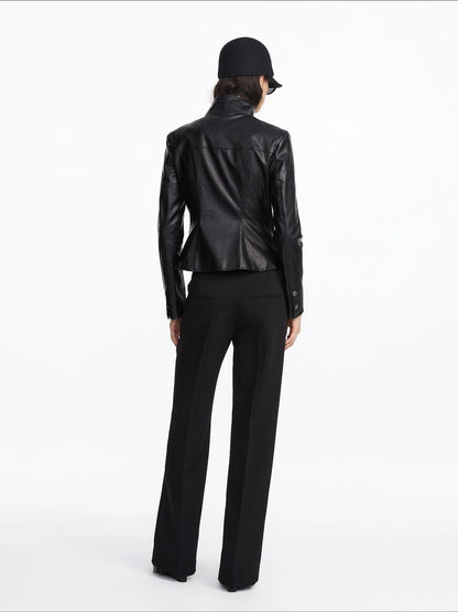 LYUOCHENG Mid Rise Relaxed Fit Straight Leg Trousers
