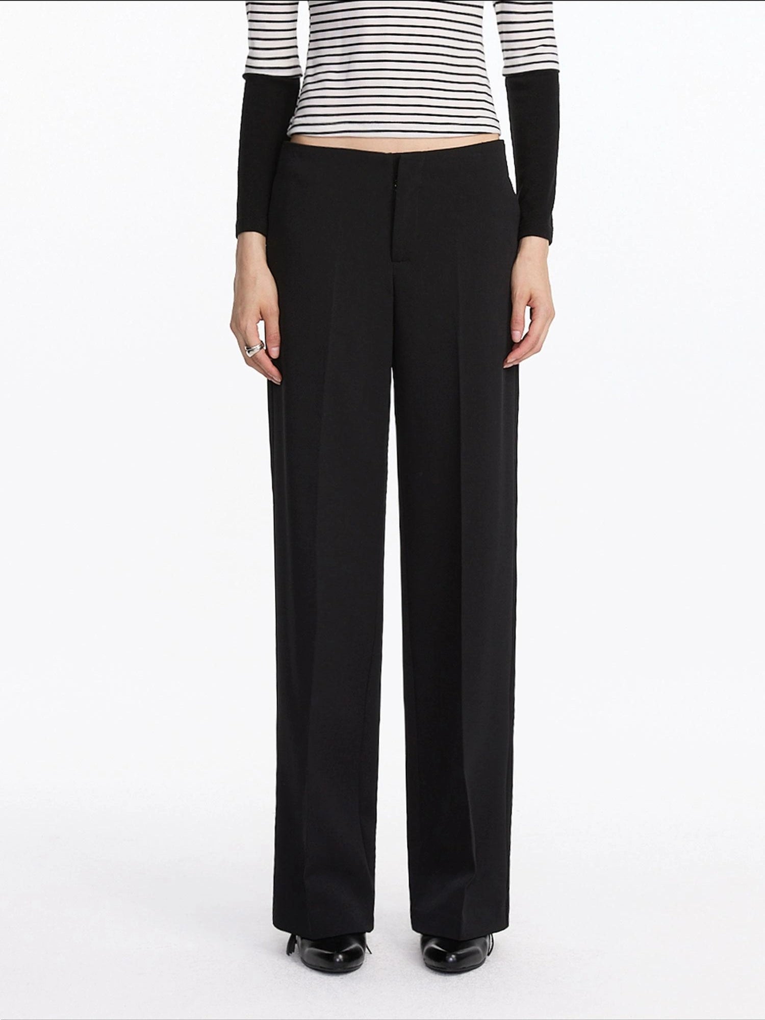 LYUOCHENG Mid Rise Relaxed Fit Straight Leg Trousers