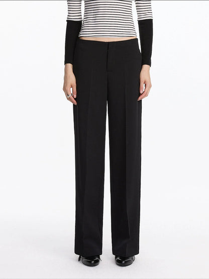 LYUOCHENG Mid Rise Relaxed Fit Straight Leg Trousers