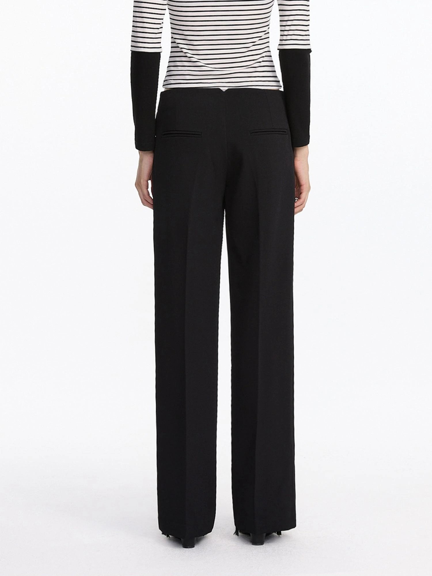 LYUOCHENG Mid Rise Relaxed Fit Straight Leg Trousers