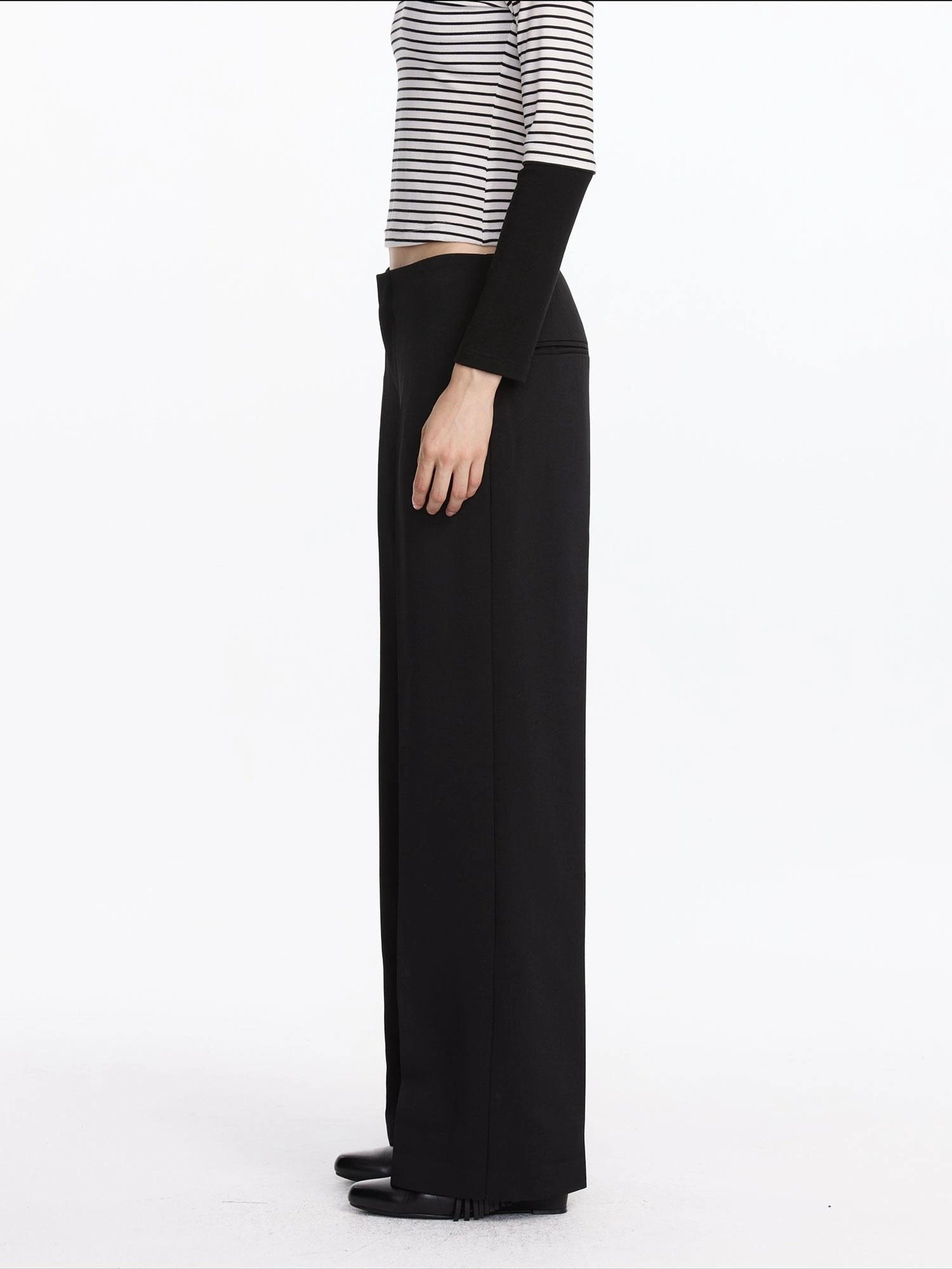 LYUOCHENG Mid Rise Relaxed Fit Straight Leg Trousers