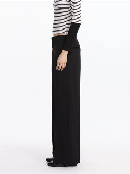 LYUOCHENG Mid Rise Relaxed Fit Straight Leg Trousers