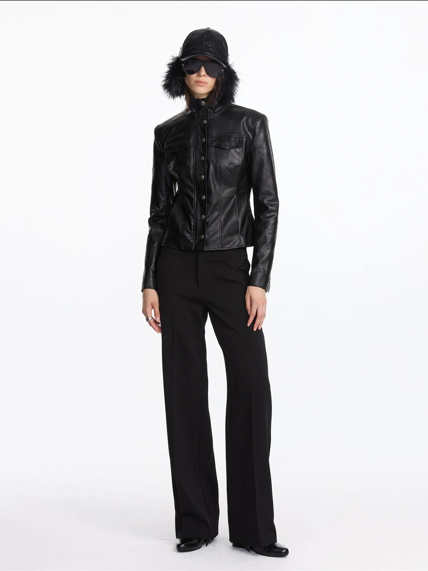 LYUOCHENG Mid Rise Relaxed Fit Straight Leg Trousers