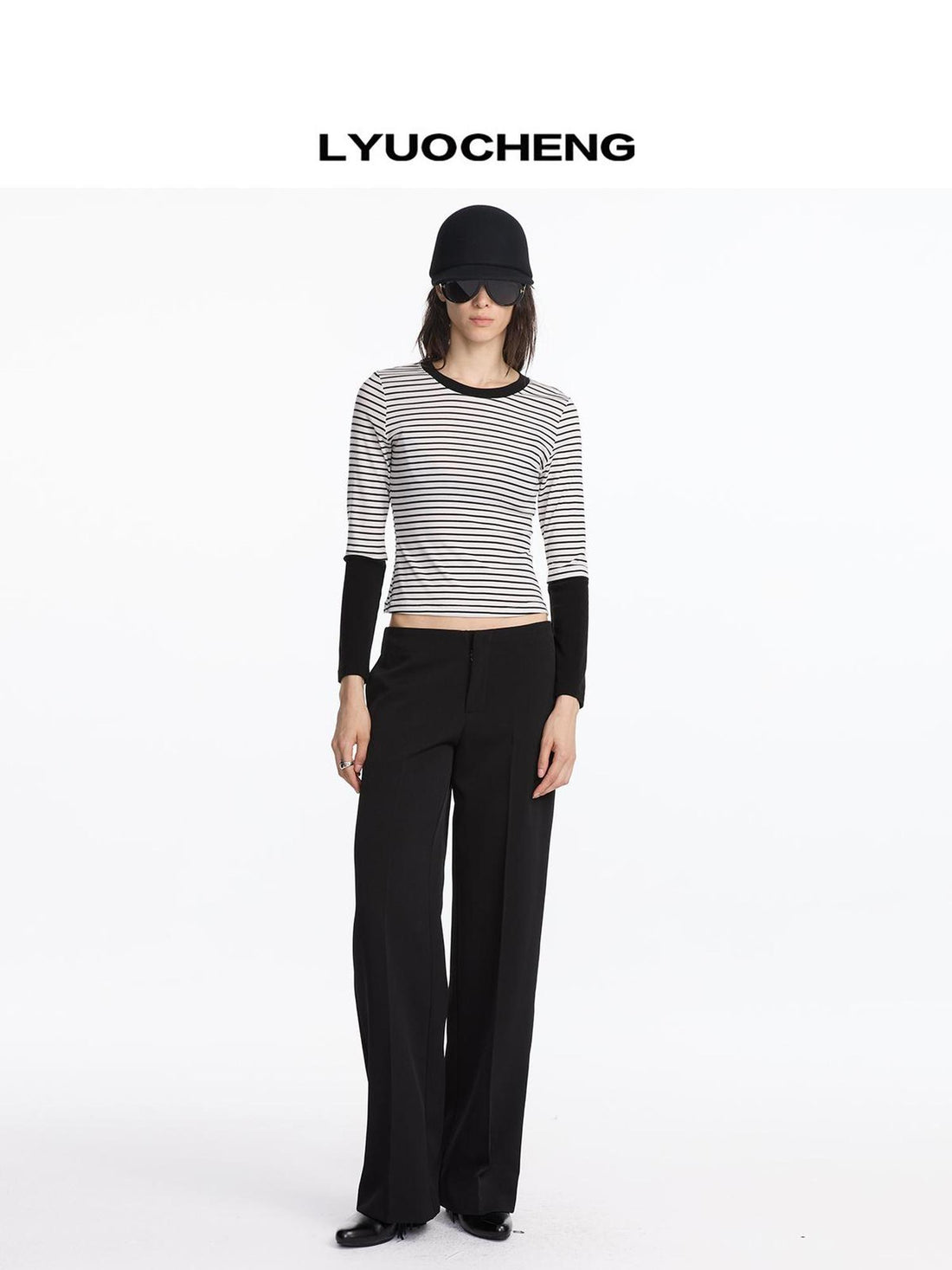 LYUOCHENG Mid Rise Relaxed Fit Straight Leg Trousers