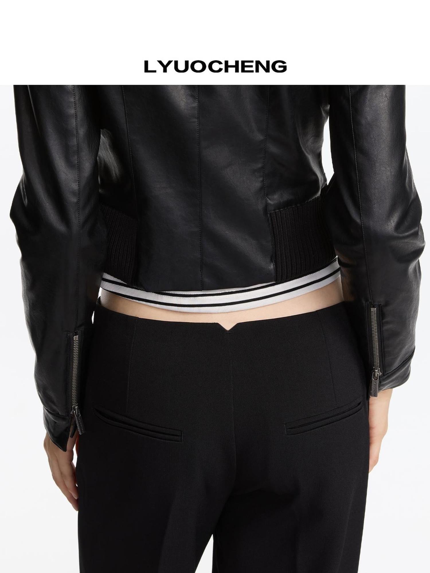 LYUOCHENG Mid Rise Relaxed Fit Straight Leg Trousers