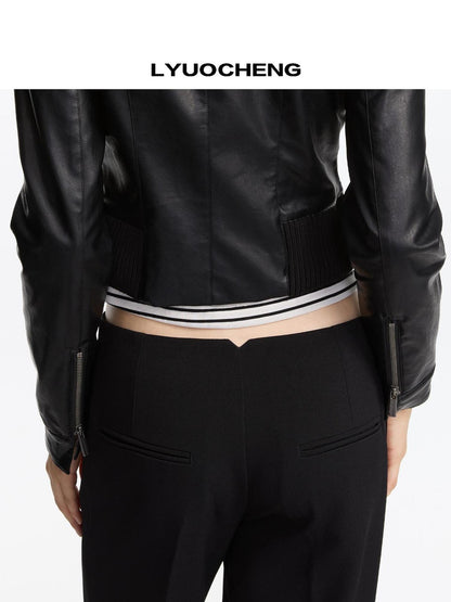 LYUOCHENG Mid Rise Relaxed Fit Straight Leg Trousers