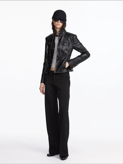 LYUOCHENG Mid Rise Relaxed Fit Straight Leg Trousers