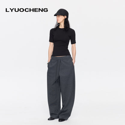 LYUOCHENG_Minimalist_Crew_Neck_Mid_Sleeve_Stretch_Women&