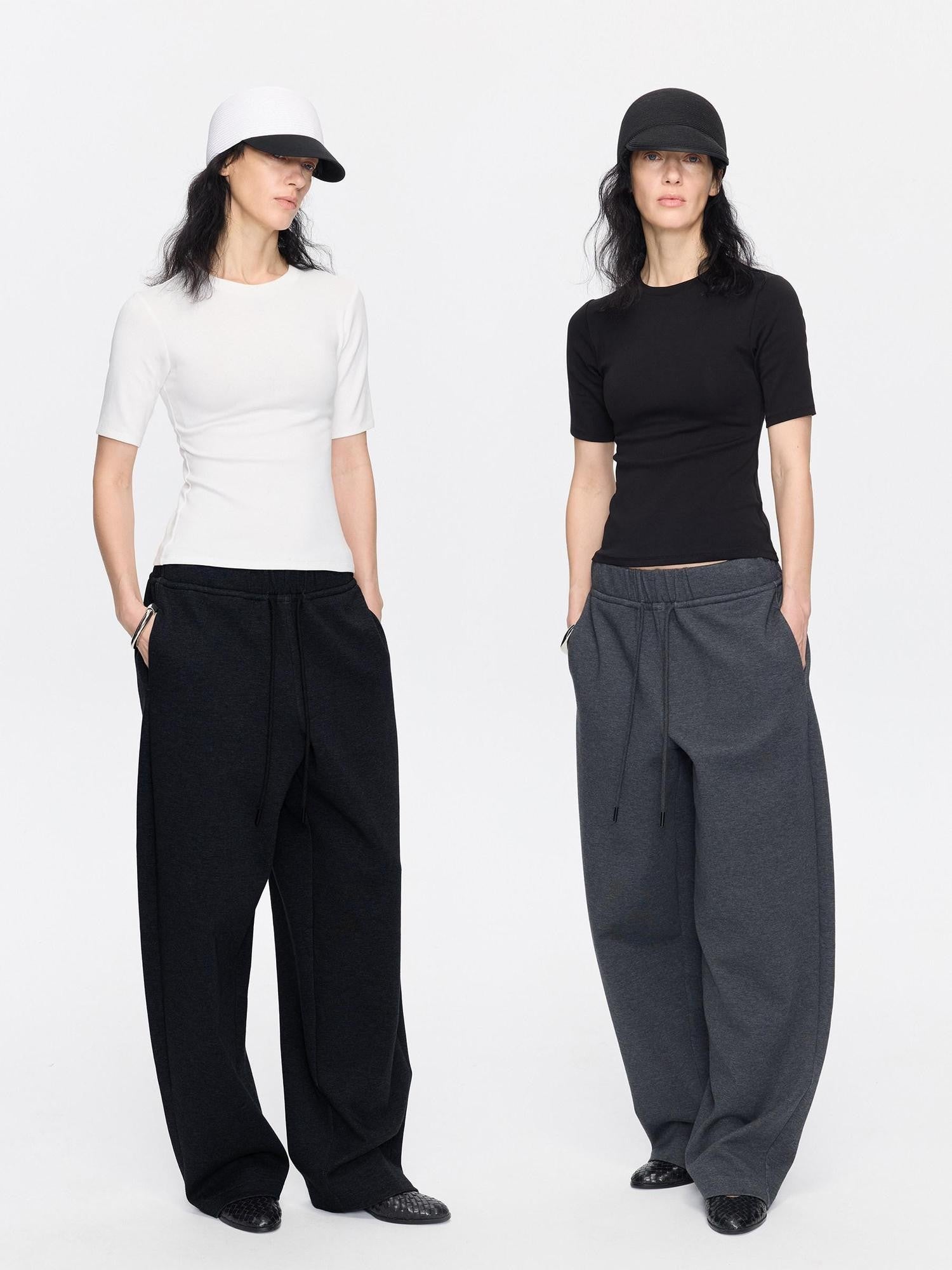 LYUOCHENG Minimalist Crew Neck Mid Sleeve Stretch Women&