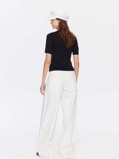 LYUOCHENG Minimalist Crew Neck Mid Sleeve Stretch Women&