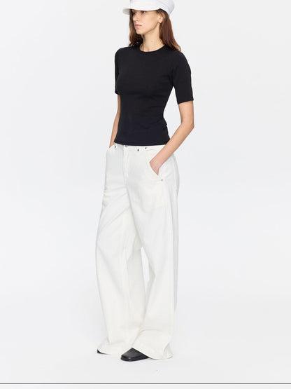 LYUOCHENG Minimalist Crew Neck Mid Sleeve Stretch Women&