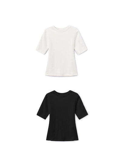 LYUOCHENG Minimalist Crew Neck Mid Sleeve Stretch Women&