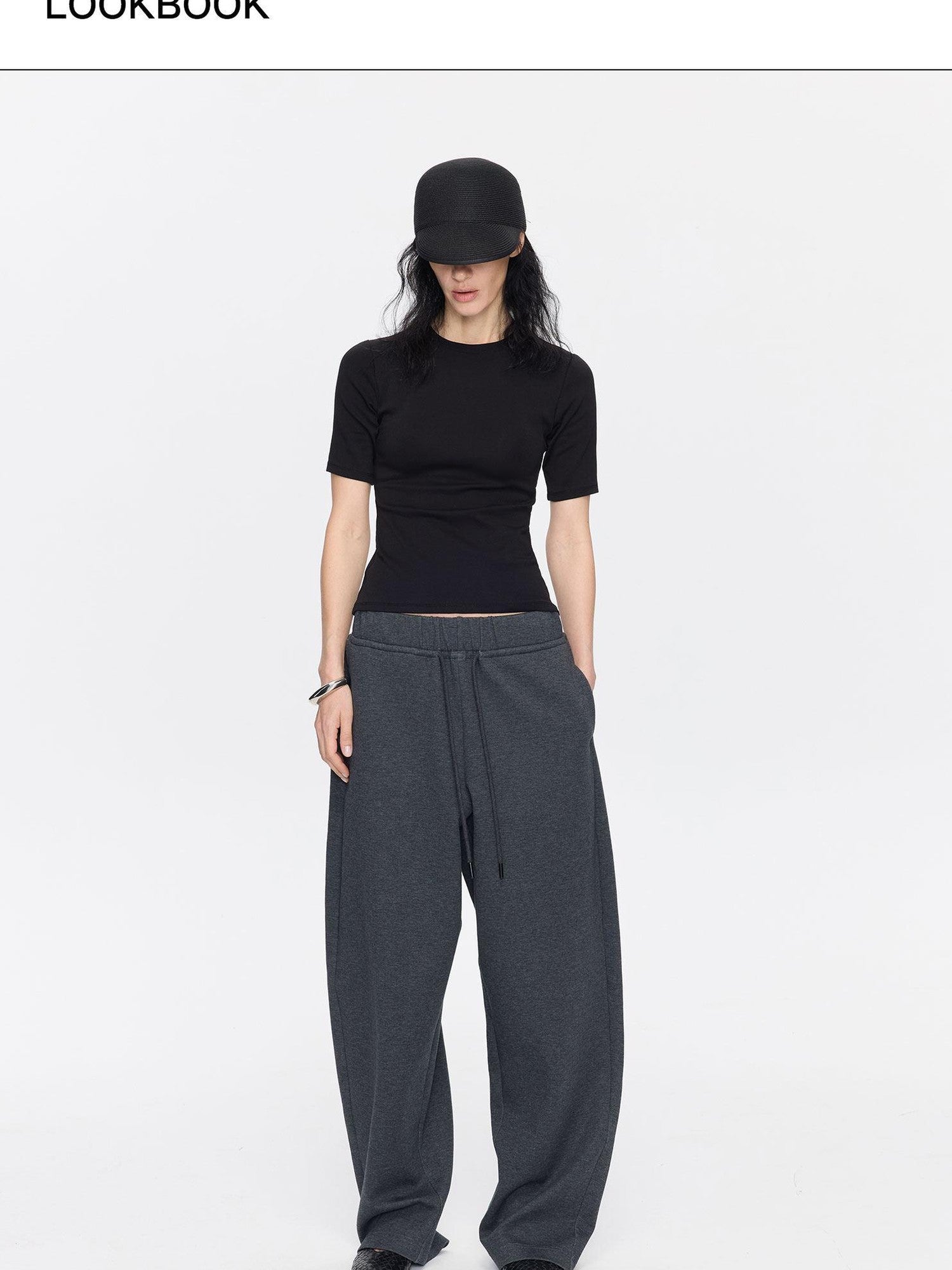LYUOCHENG Minimalist Crew Neck Mid Sleeve Stretch Women&