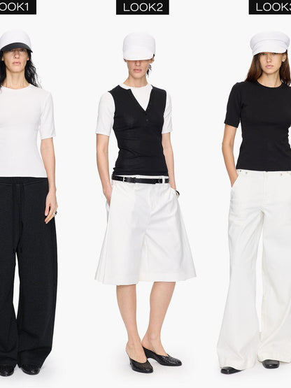LYUOCHENG Minimalist Crew Neck Mid Sleeve Stretch Women&