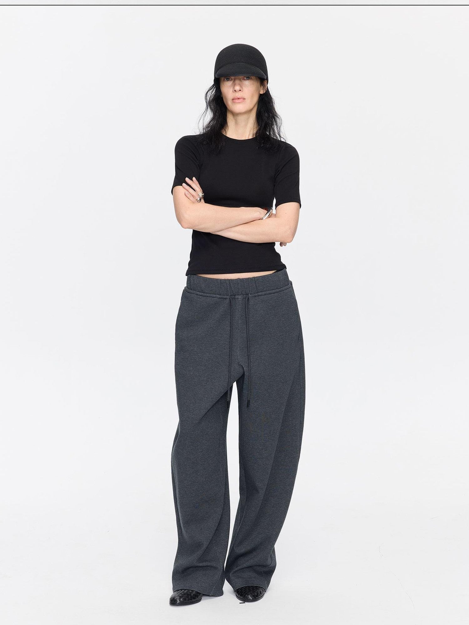 LYUOCHENG Minimalist Crew Neck Mid Sleeve Stretch Women&