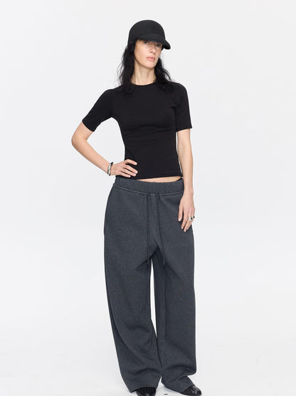 LYUOCHENG Minimalist Crew Neck Mid Sleeve Stretch Women&
