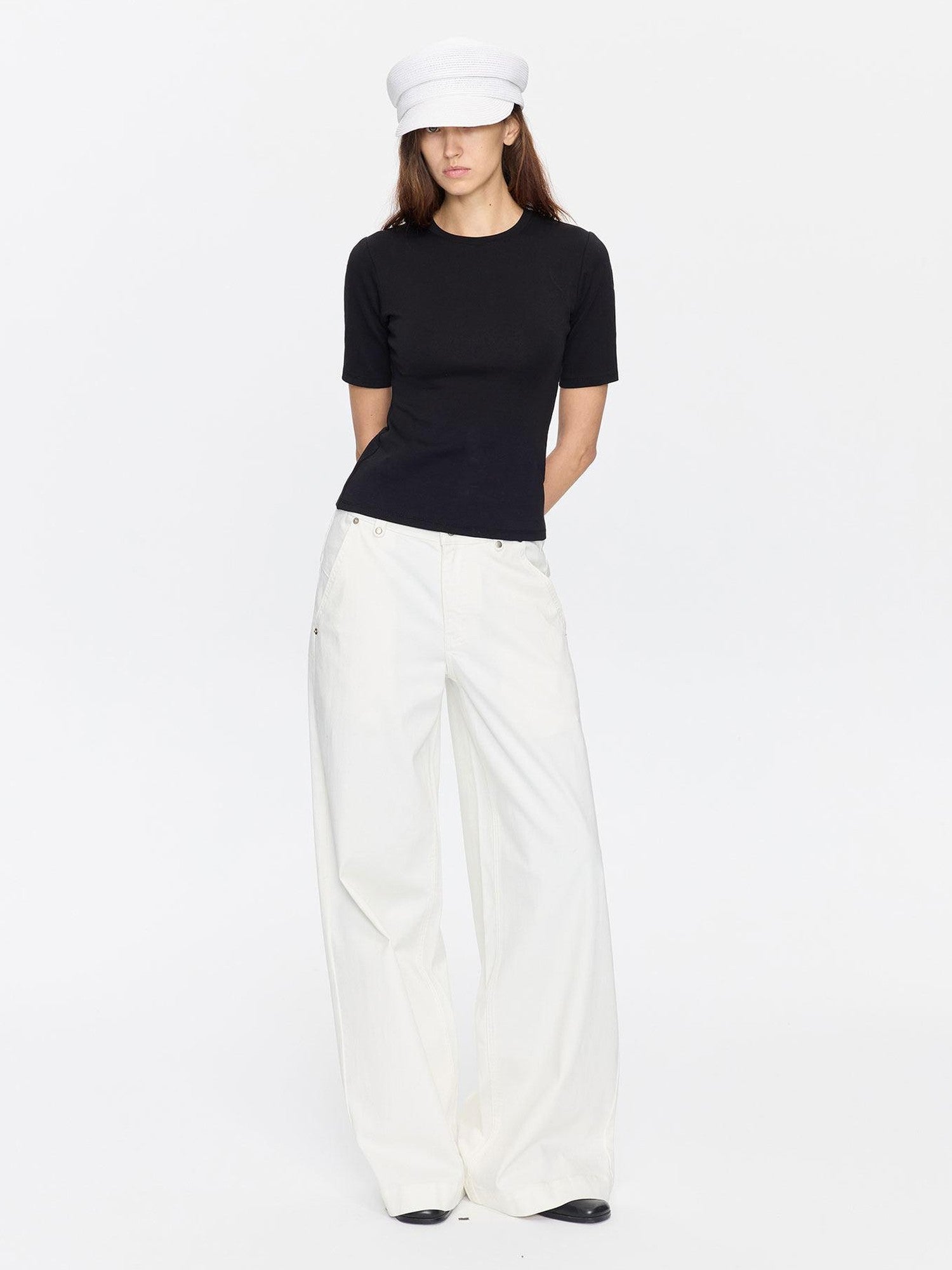 LYUOCHENG Minimalist Crew Neck Mid Sleeve Stretch Women&