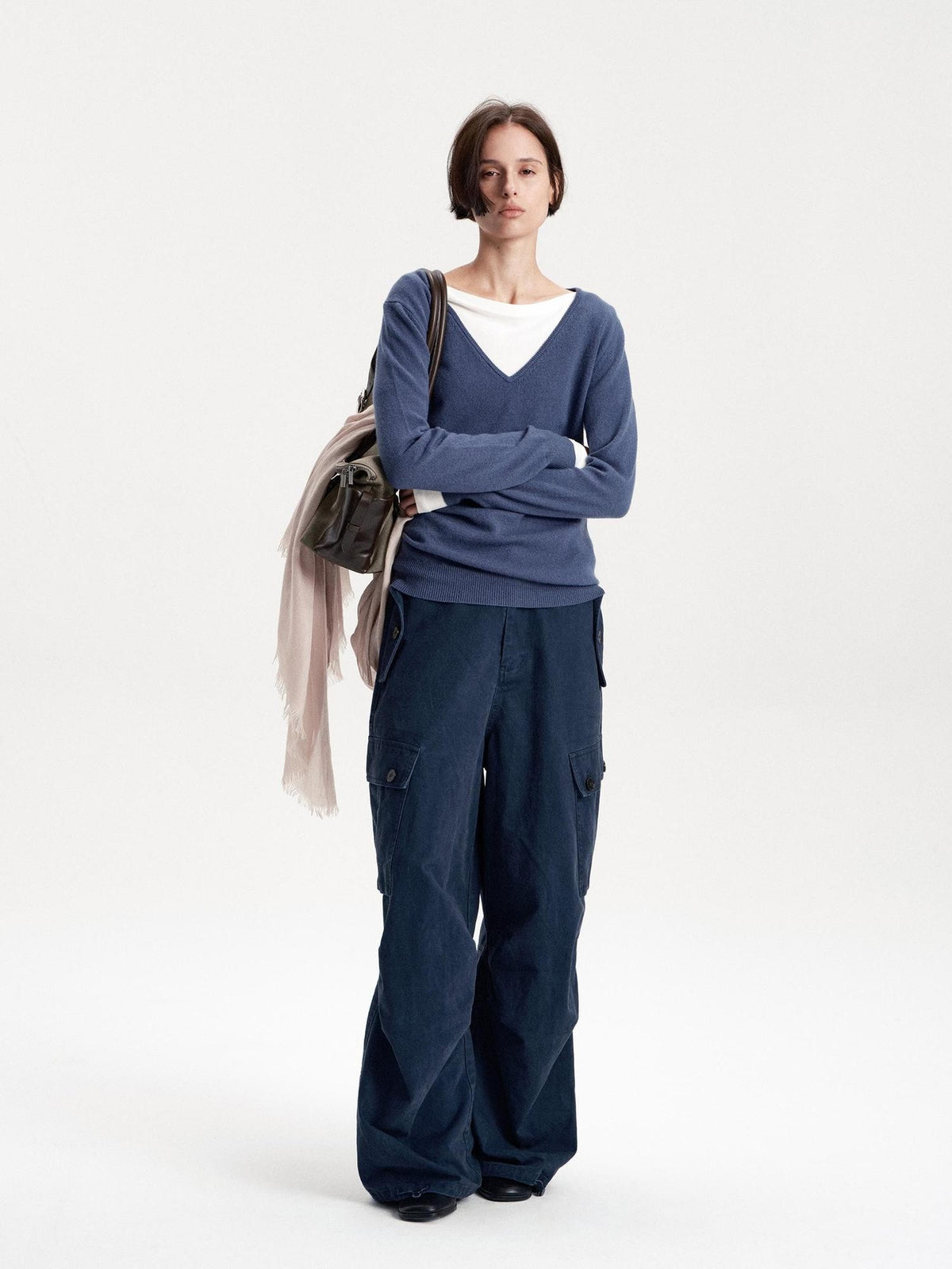 LYUOCHENG Multi Pocket Distressed Solid Cotton Women&