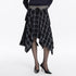 LYUOCHENG_Navy_Plaid_Irregular_Tie_Detail_Vintage_Women&
