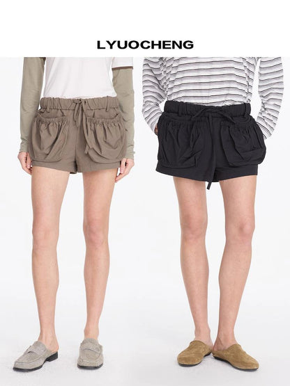 LYUOCHENG Nylon Cuffed Waistband Casual Shorts