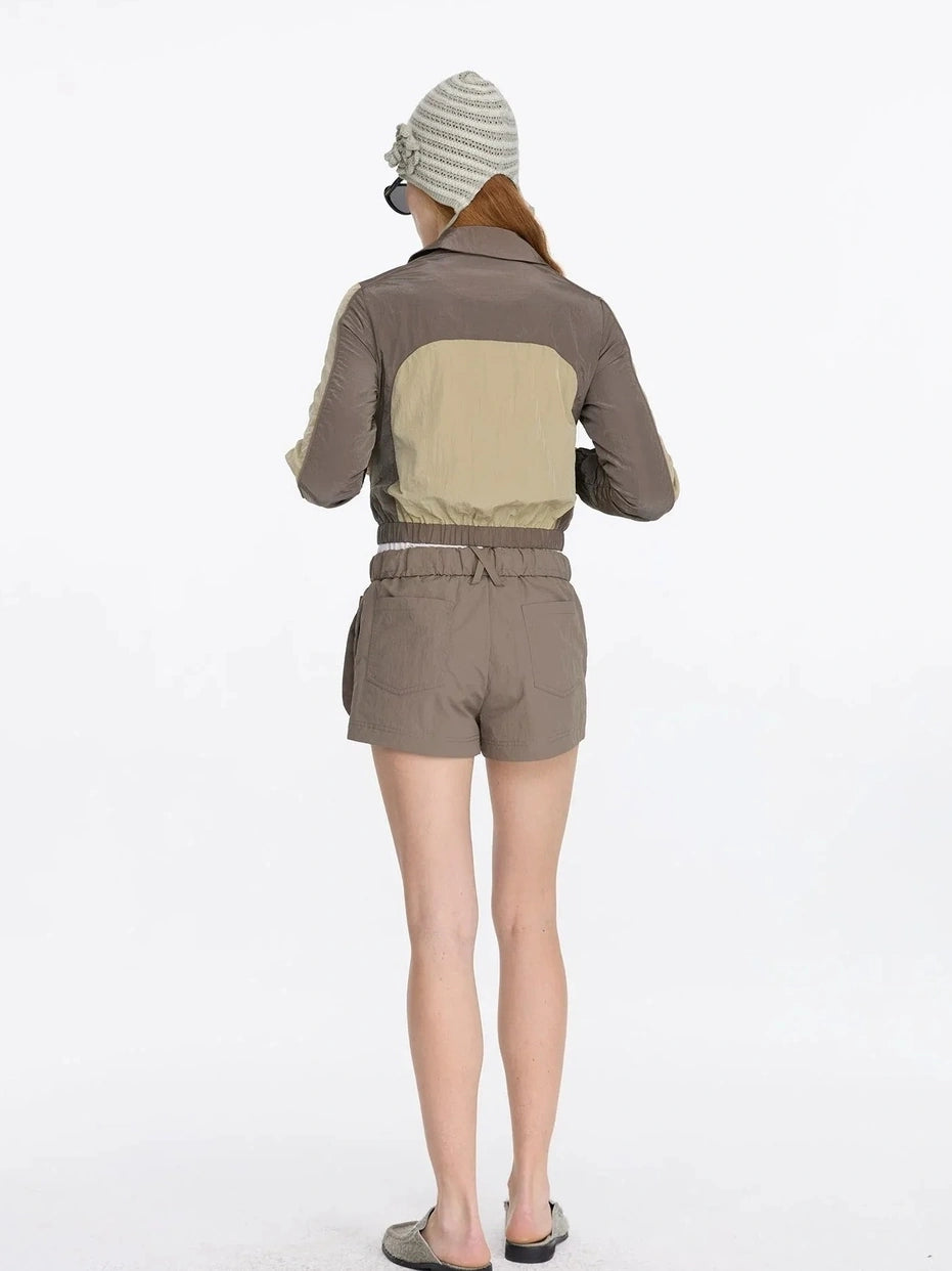 LYUOCHENG Nylon Cuffed Waistband Casual Shorts