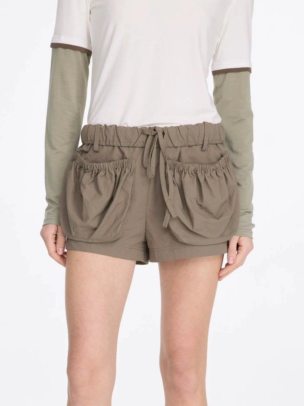 LYUOCHENG Nylon Cuffed Waistband Casual Shorts