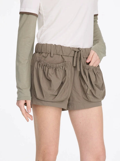 LYUOCHENG Nylon Cuffed Waistband Casual Shorts