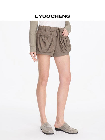 LYUOCHENG Nylon Cuffed Waistband Casual Shorts