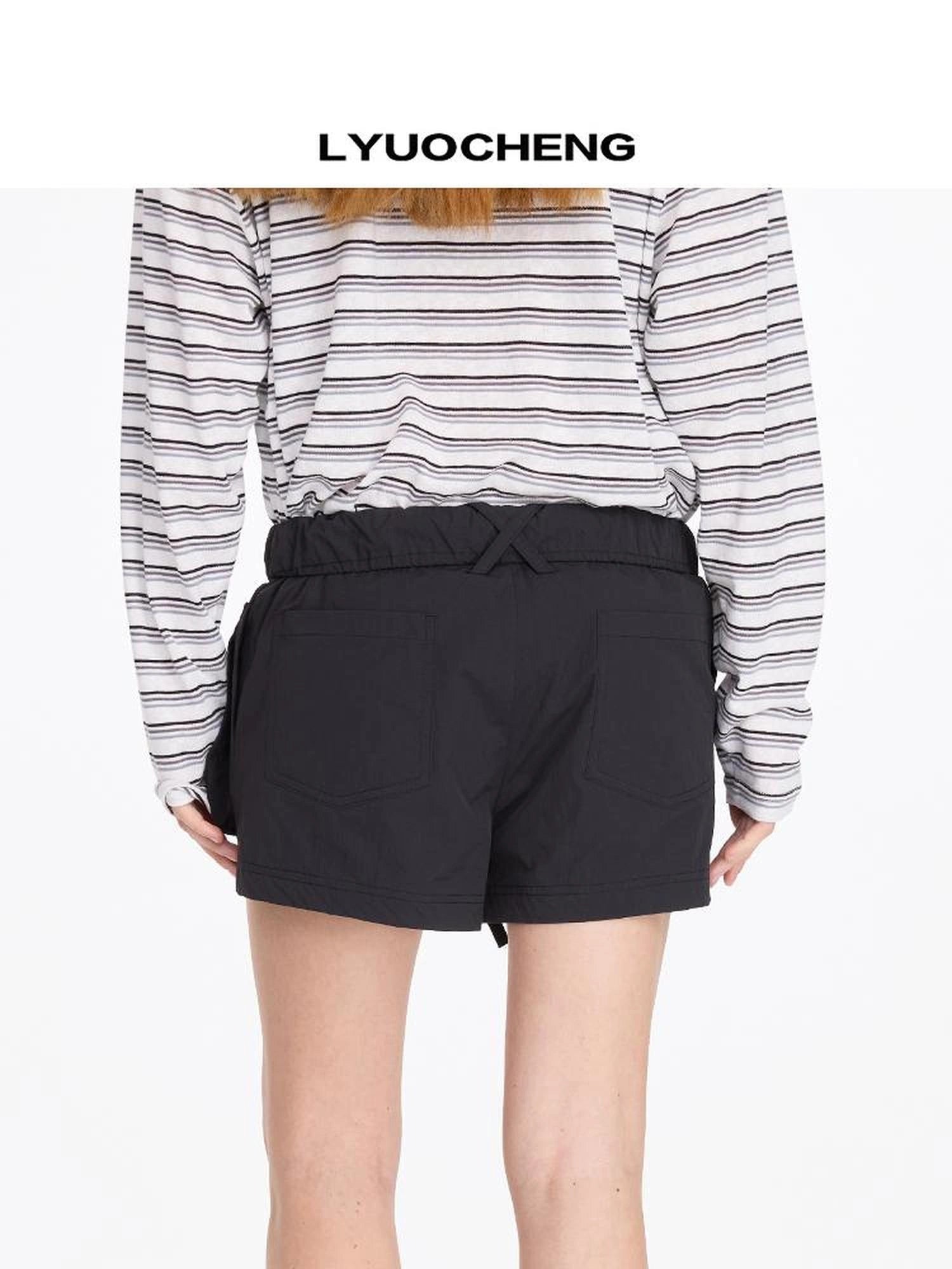 LYUOCHENG Nylon Cuffed Waistband Casual Shorts