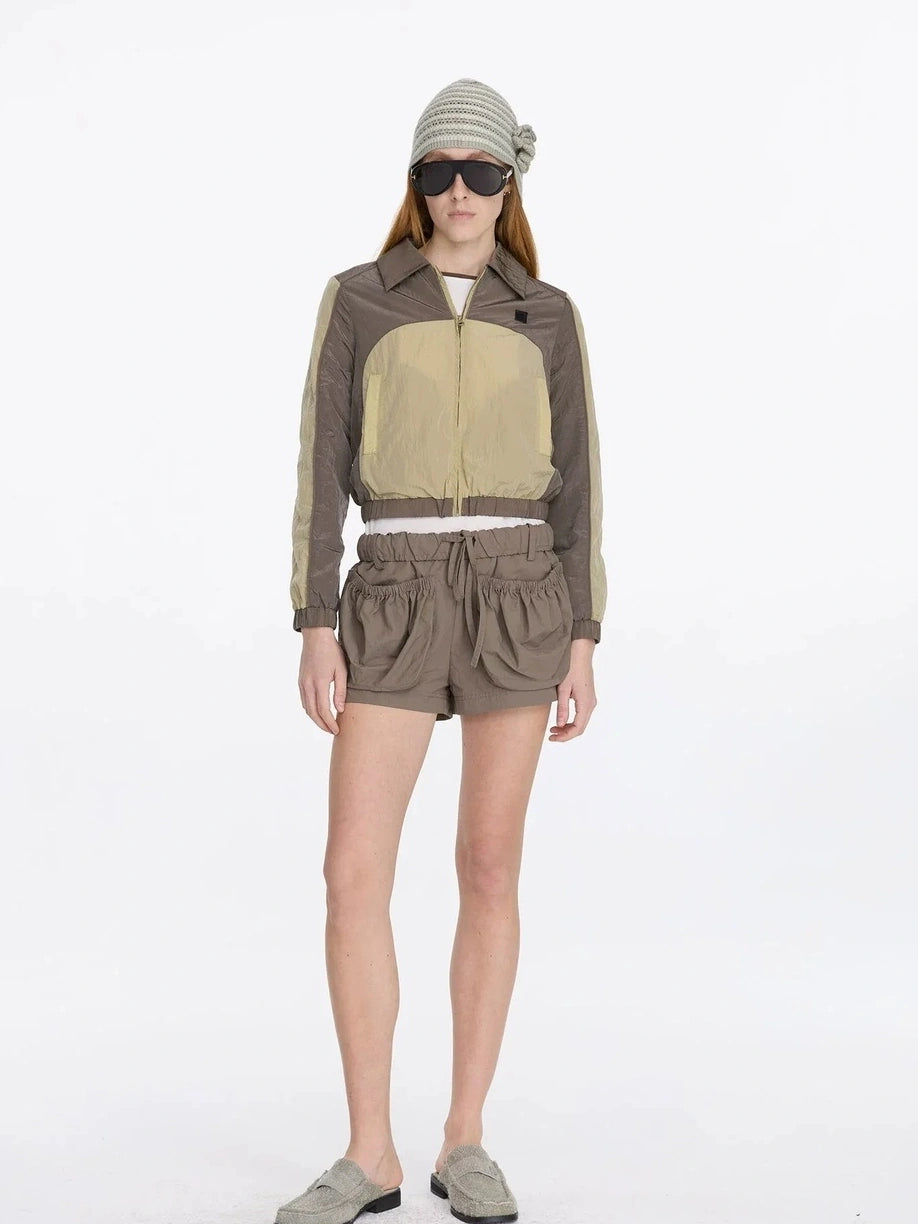 LYUOCHENG Nylon Cuffed Waistband Casual Shorts