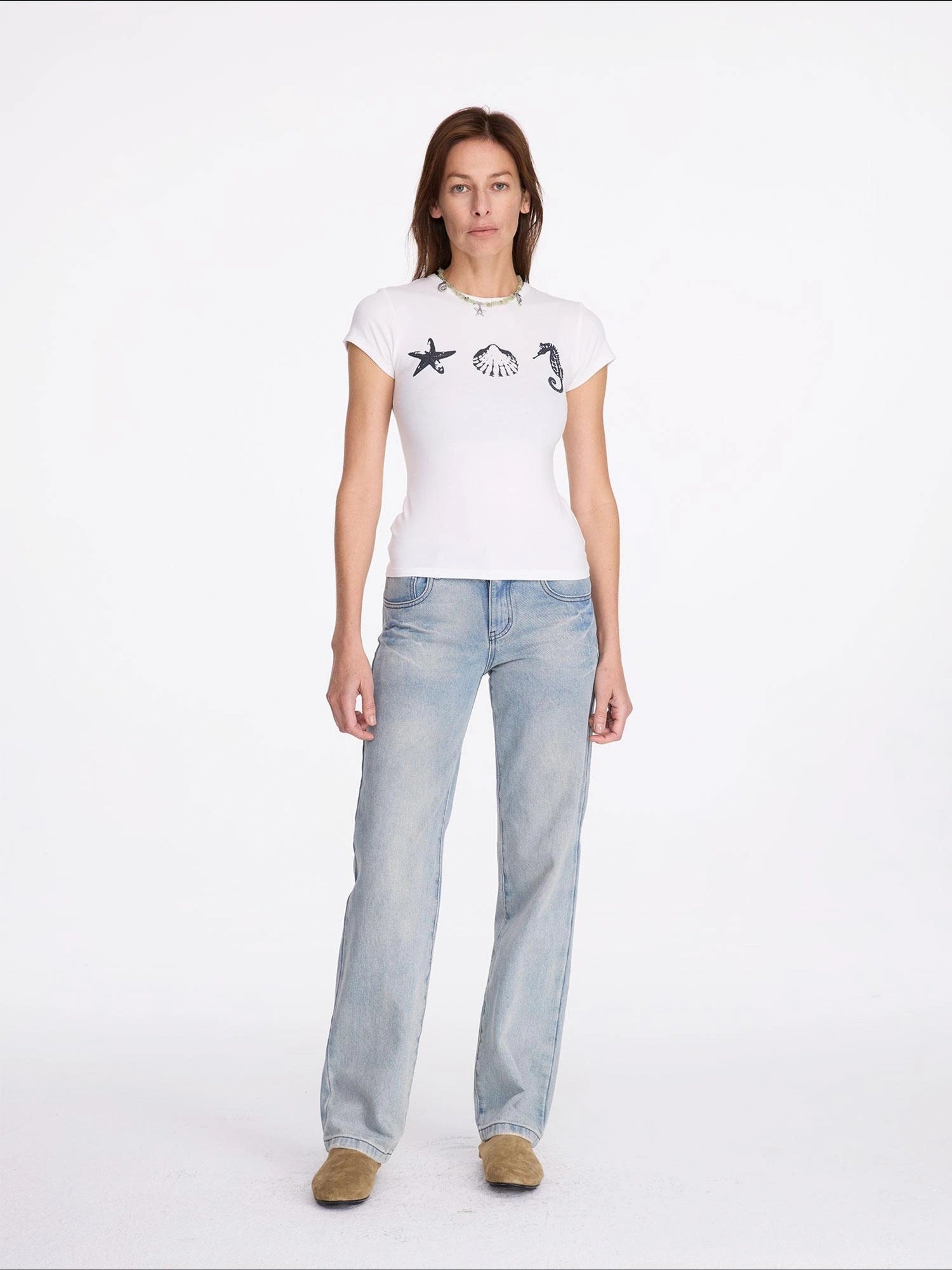 LYUOCHENG Ocean Creature Print Fitted Tee