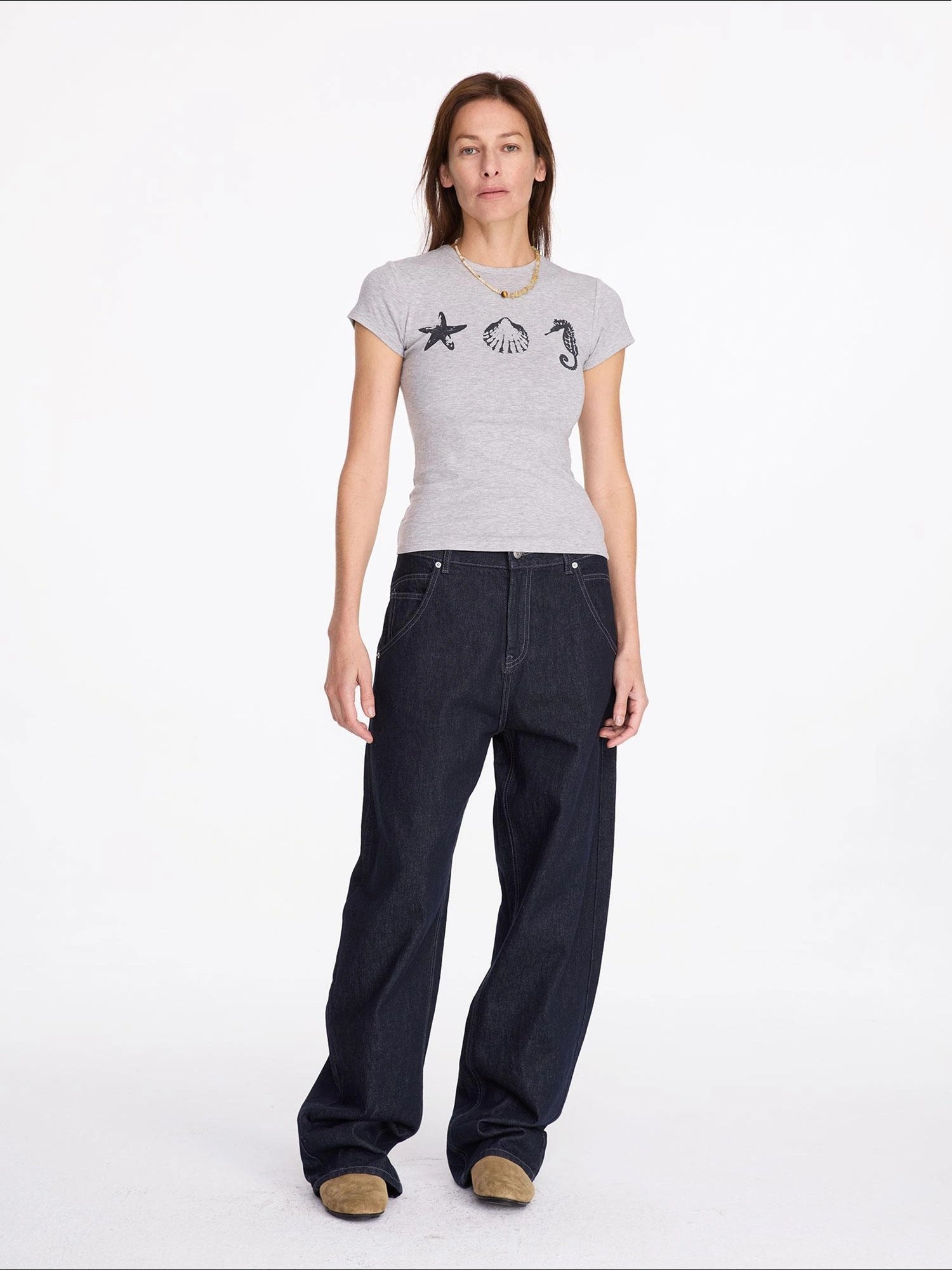 LYUOCHENG Ocean Creature Print Fitted Tee