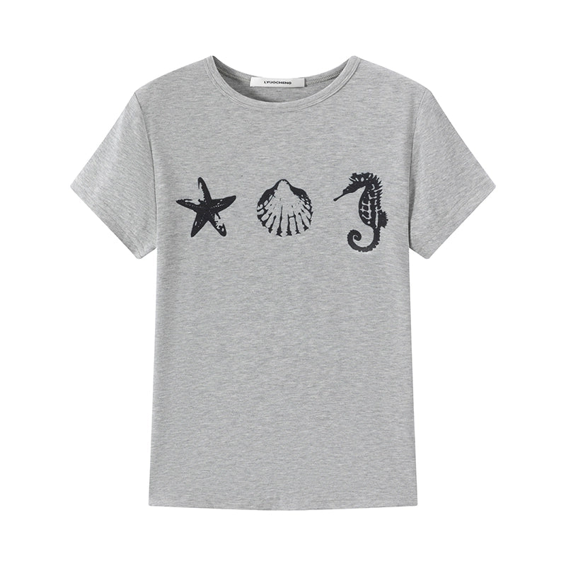 LYUOCHENG_Ocean_Creature_Print_Fitted_Tee_MISSTT