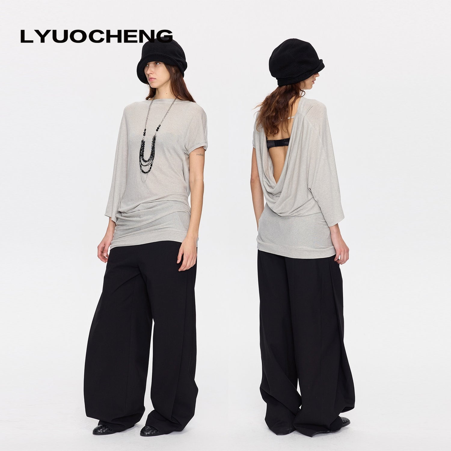 LYUOCHENG_Open_Back_Irregular_Batwing_Draped_Neck_Women&